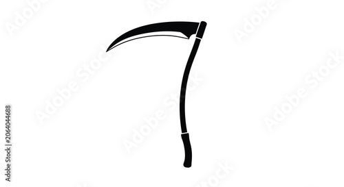 Obraz na plátne Grim reaper scythe with curved blade black silhouette