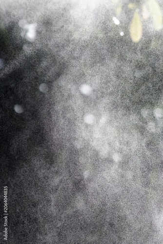 Mist or droplets in the air with forest background