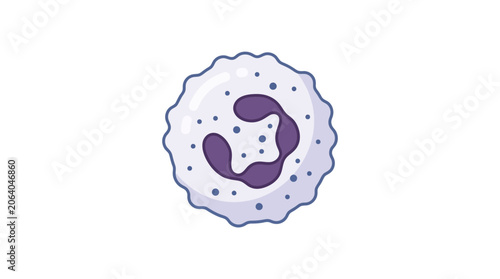 Φωτογραφία Illustration of a purple and white cell with blue dots on a white background, featuring a wavy blue border and a stylized design