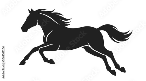 Photos Powerful black horse silhouette galloping at high speed