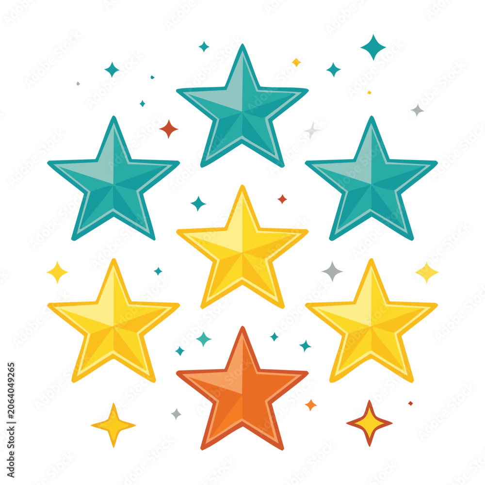 Obraz premium Colorful star and snowflake vector set