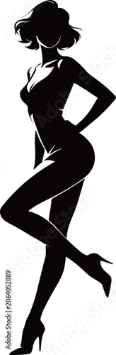 Svelte Silhouette: Elegant Woman in High Heels Dance Pose Art