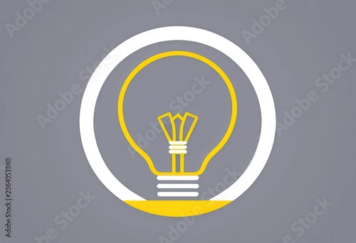 Minimalist white and yellow light bulb icon representing ideas and innovation