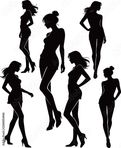 Elegant Silhouette Collection: Women in Stylish Poses with High Heels