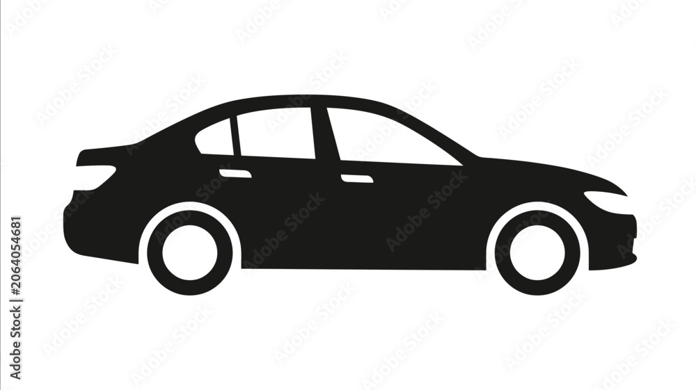 Fototapeta premium Sedan automobile silhouette against a white background silhouette