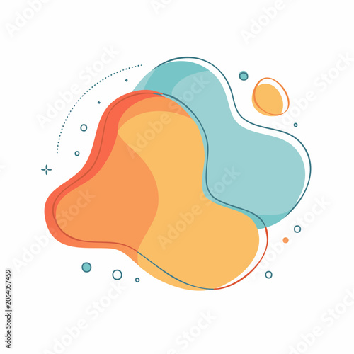 Abstract Organic Shapes with Soft Colors and Outline