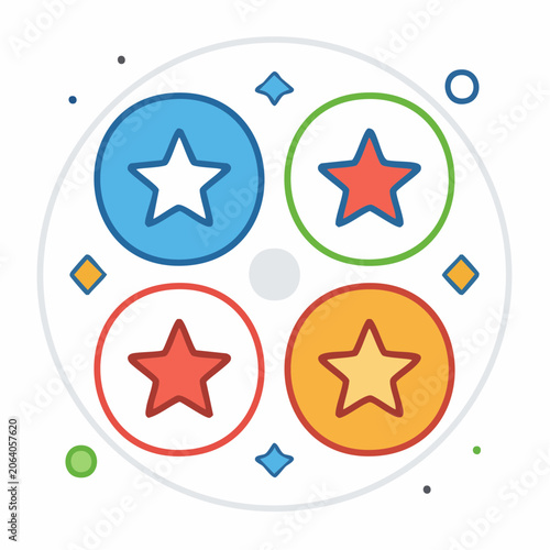 Colorful Star Icons in Circles