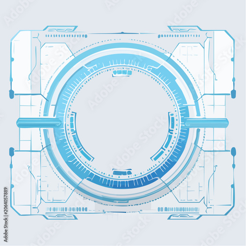 Futuristic HUD Interface with Blue Circular Display
