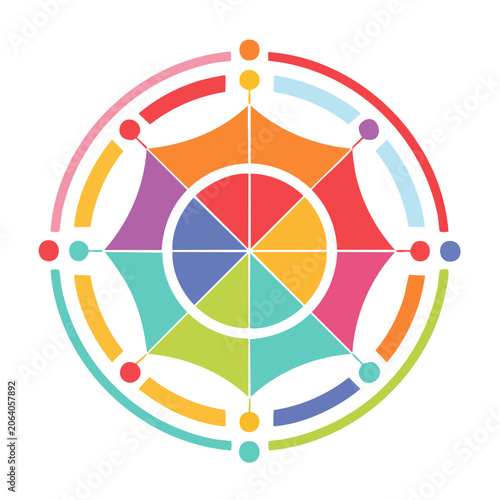 Flat vector color wheel with gradient palette