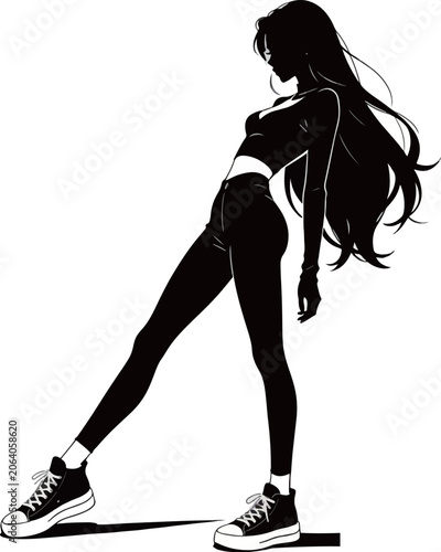 Urban Street Style: Silhouette of a Fashion-Forward Woman in Activewear