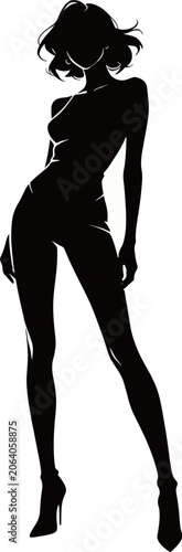 Sleek Silhouette: Modern Fashion Woman in High Heels Art