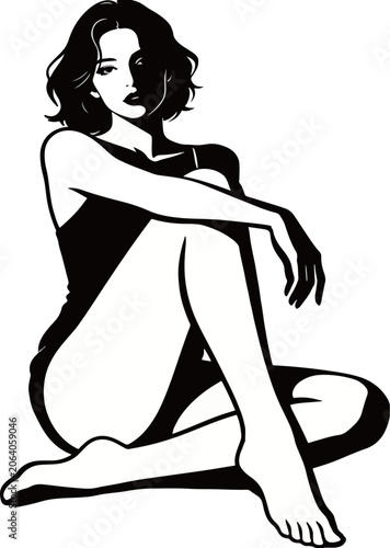 Silhouette Serenity: Modern Minimalist Female Figure Art