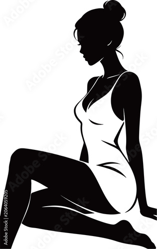 Serene Silhouette: Elegant Woman in Minimalist White Lingerie
