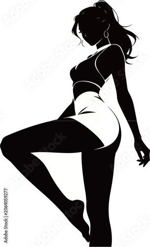 Sleek Silhouette: Modern Female Dance Pose Vector Art