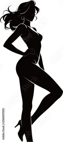 Silhouette Elegance: Fashionable Female Figure in High Heels Art
