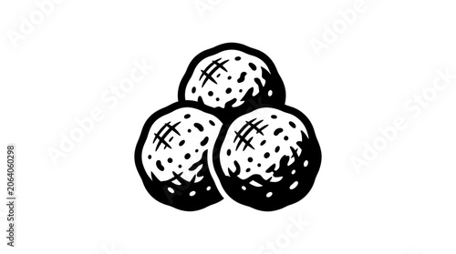 Bild auf Leinwand Hand-drawn illustration of three meatballs on a white background