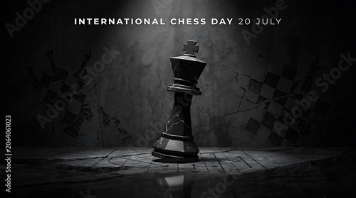 International chess day 20 july featuring a marble king piece on board