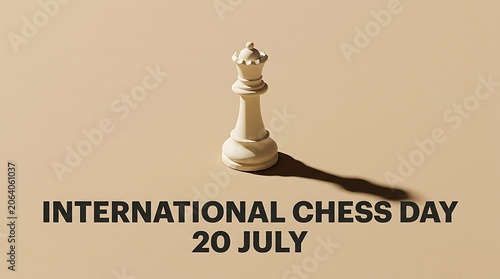 International chess day 20 july featuring a single white queen piece game
