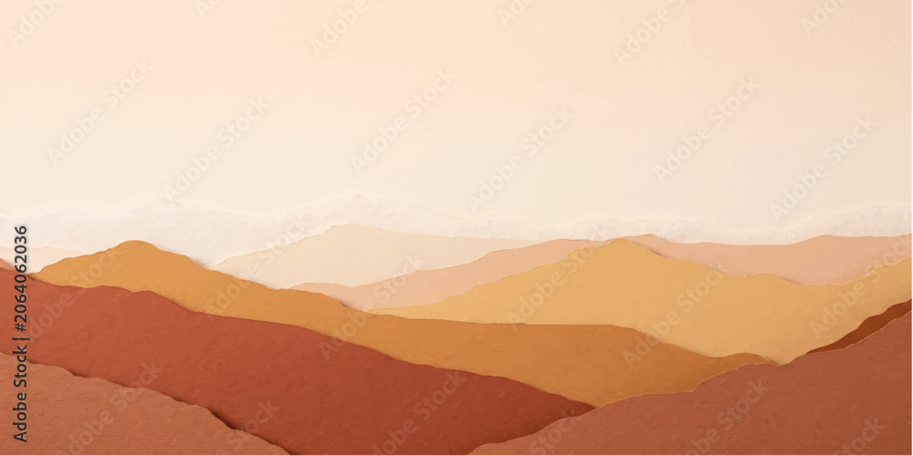 Εκτύπωση καμβά Serene mountain range layered in warm, earthy tones, creating a minimalist and tranquil landscape perfect for conveying peace and natural beauty