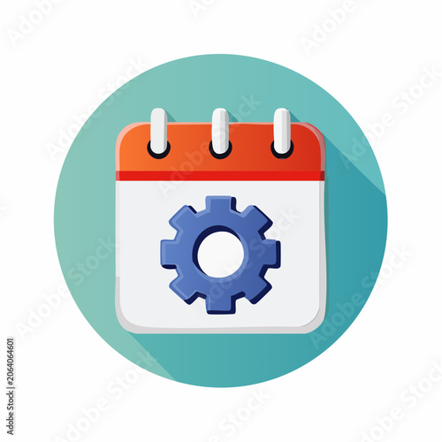 Calendar with Gear Icon Symbolizing Planning and Settings