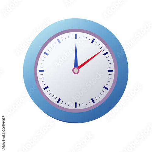 Classic Analog Wall Clock Face with Blue Bezel Indicating Time