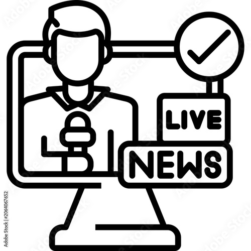 News Channel Line Icon
