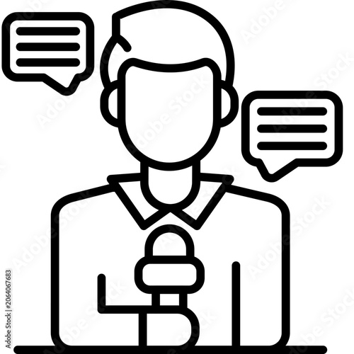 News Reporter Line Icon