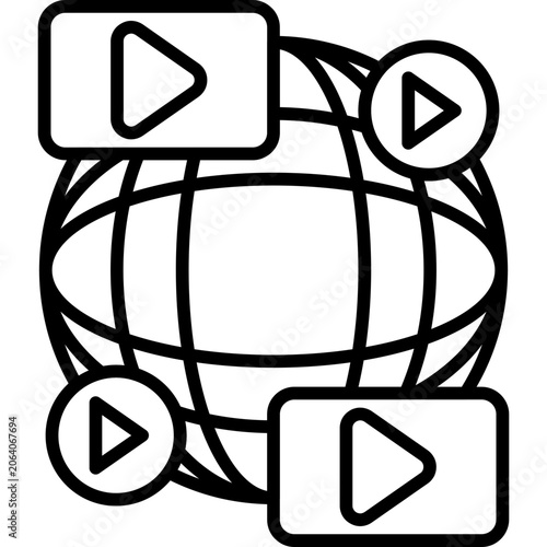 Global Media Line Icon