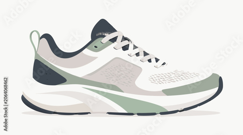 Stylish Pair of Modern Athletic Running Shoes Featuring a Sleek Aesthetic Design, Professional Flat Vector Illustration for Fitness Sportswear and Active Lifestyle Marketing Campaigns