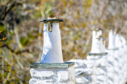 Characteristic chimneys of the village of Pampaneira in the Alpujarra of Granada, with its steep streets and water channels