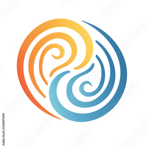 Colorful abstract swirl icon with transparent background