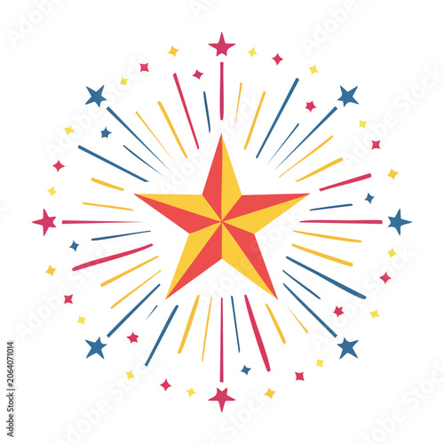 Colorful Explosion Star with Radiating Burst Design