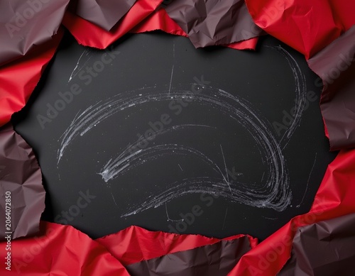 Layered Chalkboard Frame with Bold Red and Gray Accents