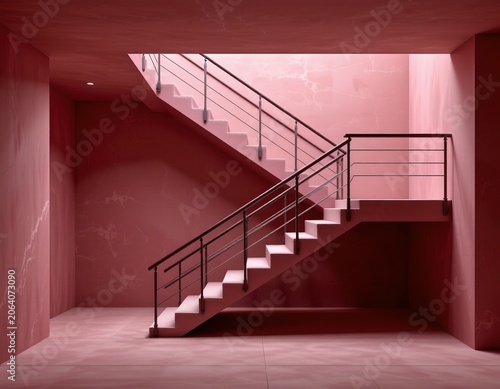 Modern Minimalist Interior with Elegant Abstract Staircase