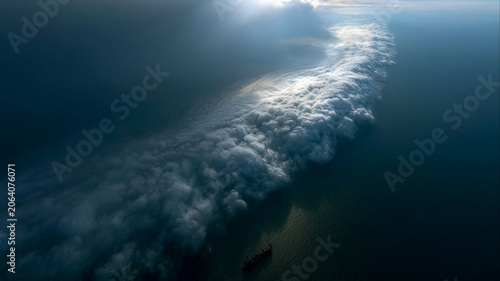 Atmospheric River Cloud System Over the Pacific Ocean Aerial View