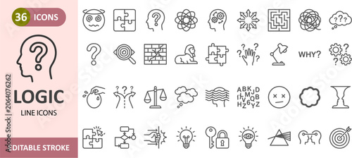 Cuadro en lienzo Logic and critical thinking icon set cognitive process symbols with thinking rea