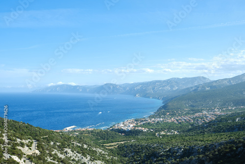 views of the Gulf of Orosei and the village of Cala Gonone