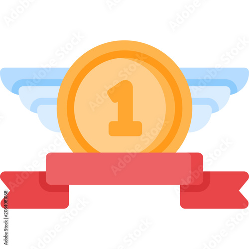 Medals and Winning Collection – Flat Award Icons Set with Trophies, Ribbons, Champion Badges and Victory Symbols