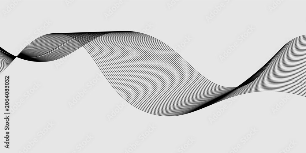 Fototapeta premium Abstract vector background with black wavy lines. EPS10