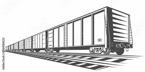 Obraz na plátně Freight cargo railcar carriages perspective view with transport shipping logisti