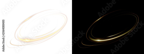
Golden Light Trails ring overlay isolated on transparent background, abstract energy flow.