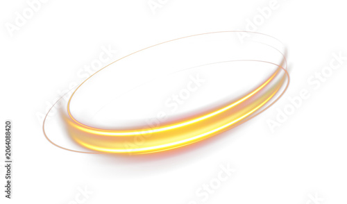 Fotografía Golden Light Trails ring overlay isolated on transparent background, abstract energy flow