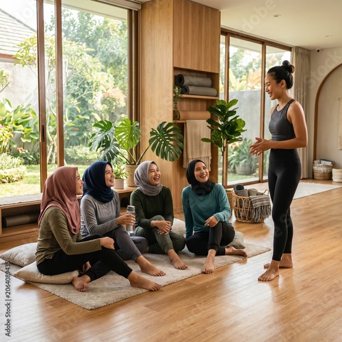  Modern Women Relaxing at a Healthy Café