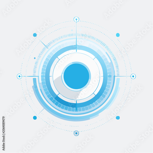 Abstract Futuristic Blue Circle with Geometric Elements
