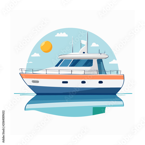 Flat design airplane flying in summer sky