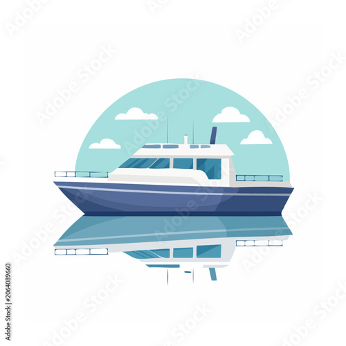 Flat design cruise ship on white background