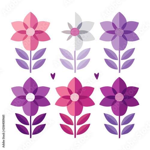 Flat design flowers and butterflies vector set