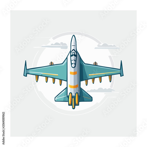 Minimalist 3D airplane with propeller and clouds