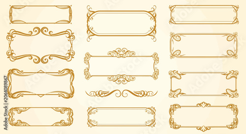 Elegant Gold Borders and Frames Collection - Decorative Vintage Flourishes