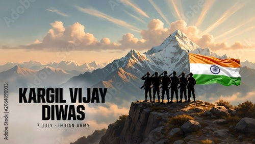 Indian soldiers celebrating kargil vijay diwas on mountain